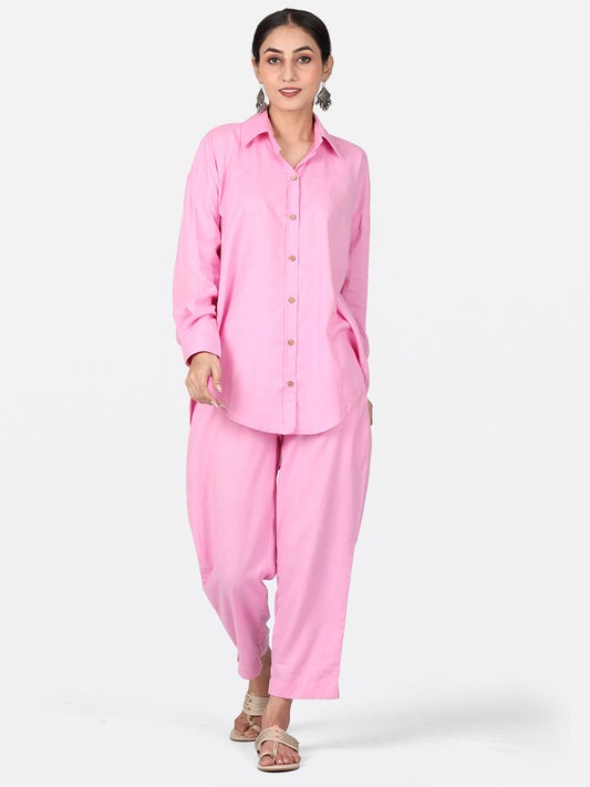 Baby Pink Cotton Co-Ord Set