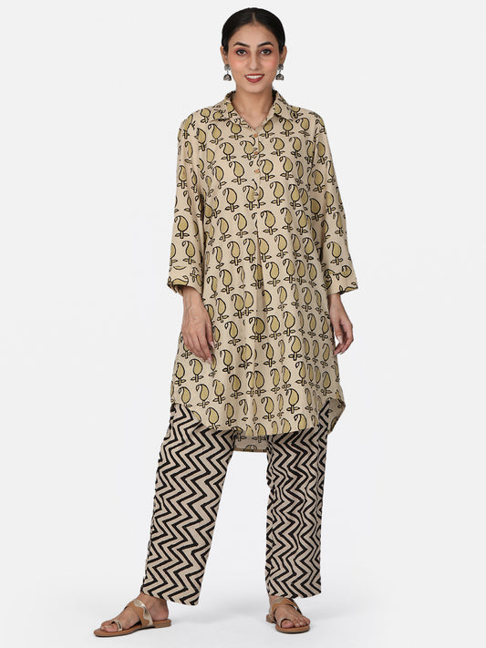 Beige Paisley Kurta
