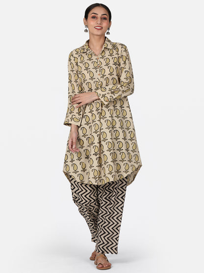 Beige Paisley Kurta