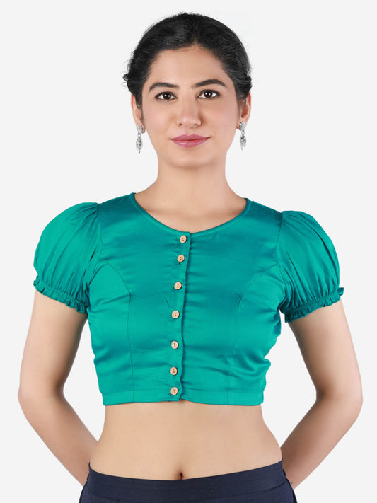 Women Solid Green,  non-padded saree blouse