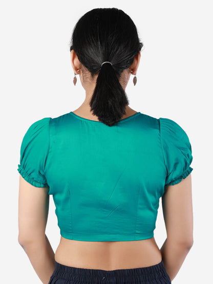 Women Solid Green,  non-padded saree blouse