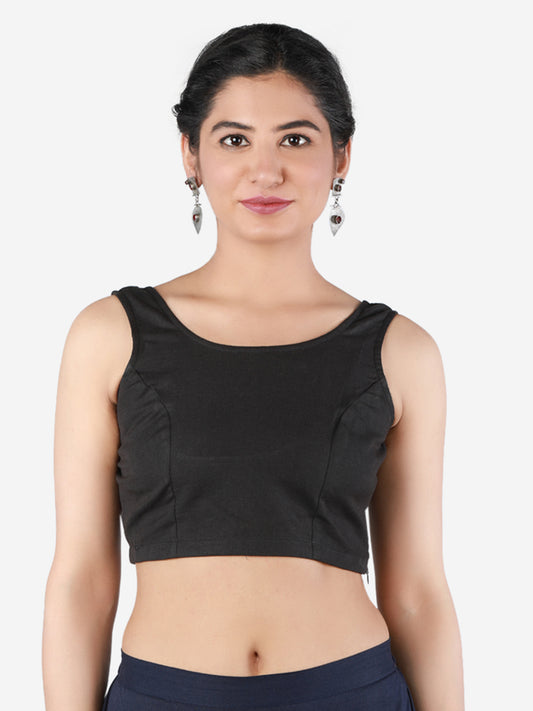 Black Cotton Saree Blouse