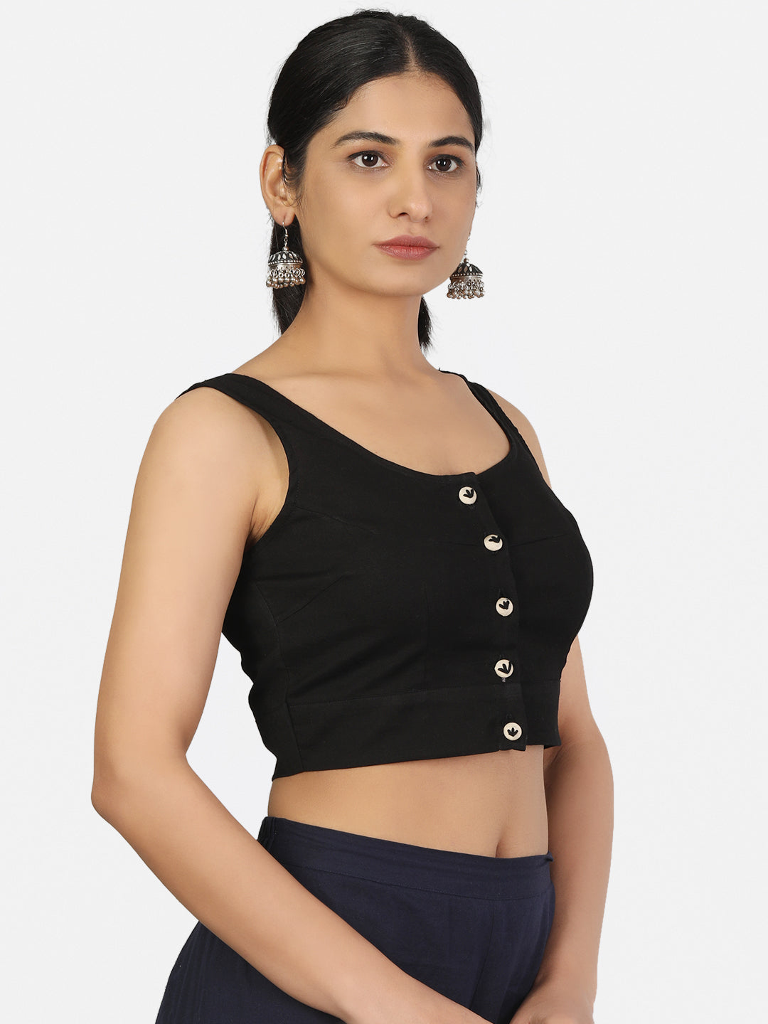 Black Cotton Saree Blouse
