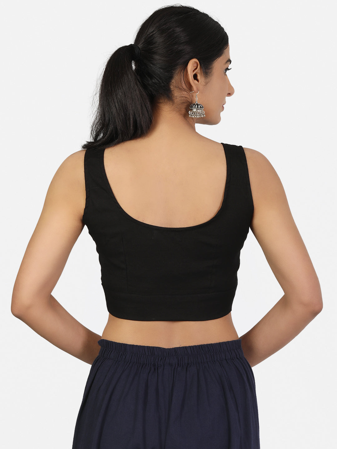 Black Cotton Saree Blouse