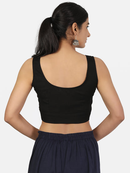 Black Cotton Saree Blouse