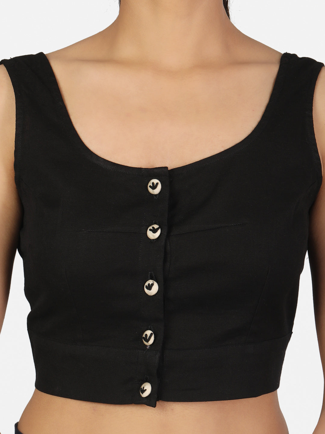 Black Cotton Saree Blouse