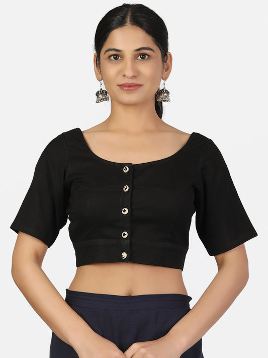 Black Cotton Saree Blouse