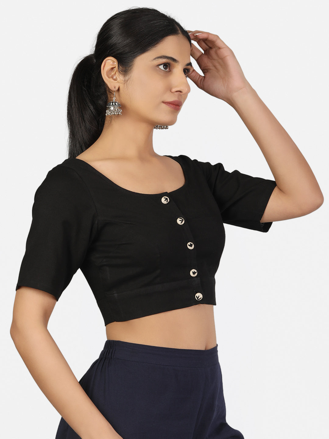 Black Cotton Saree Blouse