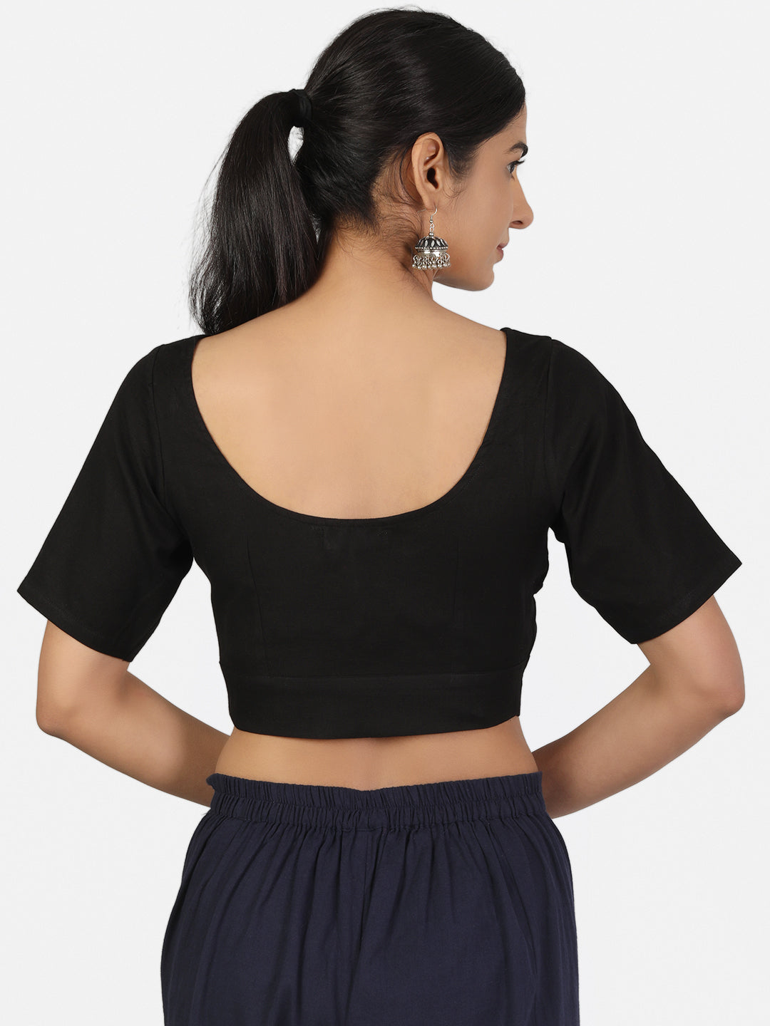 Black Cotton Saree Blouse