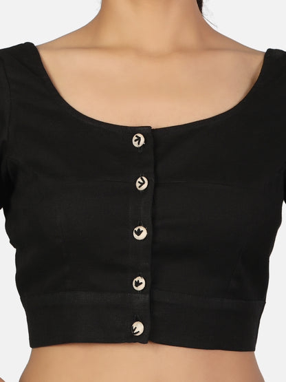 Black Cotton Saree Blouse