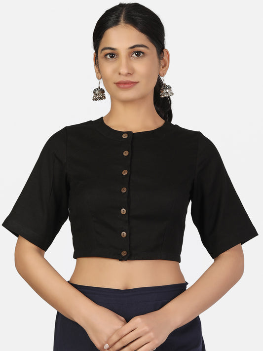 Black Cotton Saree Blouse