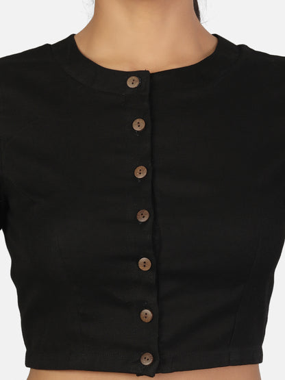 Black Cotton Saree Blouse