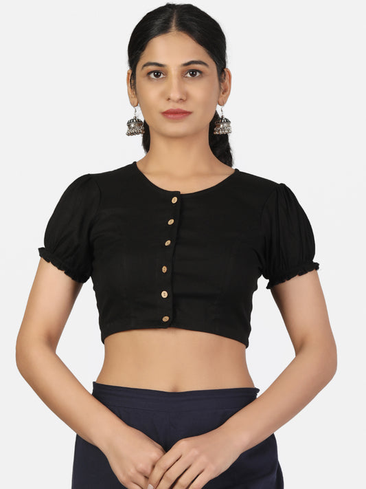 Black Cotton Saree Blouse