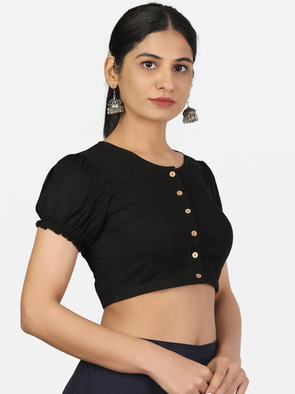Black Cotton Saree Blouse