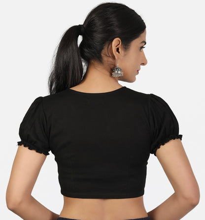 Black Cotton Saree Blouse
