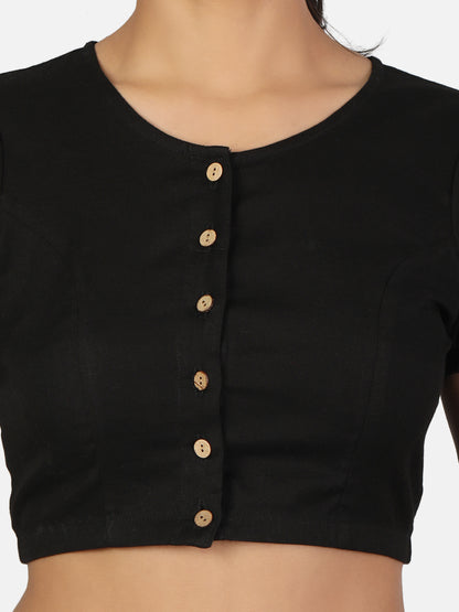 Black Cotton Saree Blouse