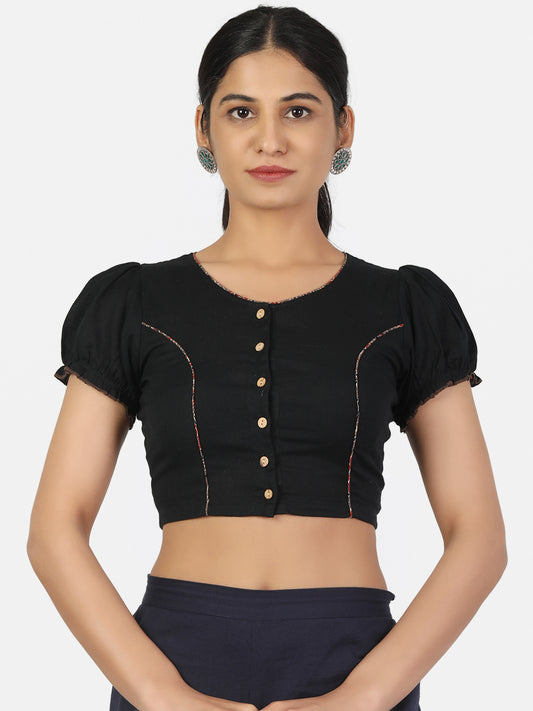 Black Cotton Saree Blouse