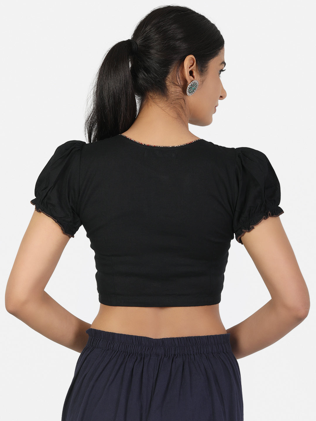 Black Cotton Saree Blouse