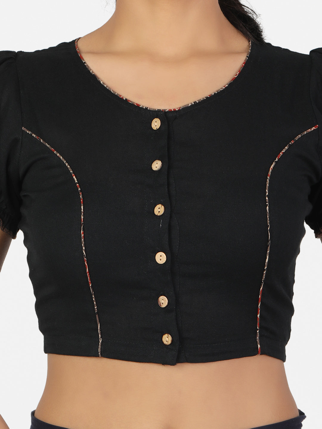 Black Cotton Saree Blouse