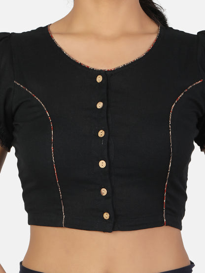 Black Cotton Saree Blouse
