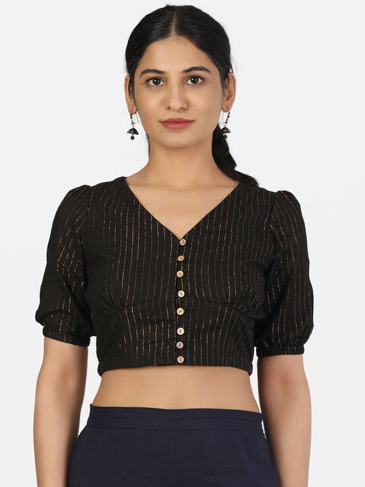 Black Cotton Saree Blouse
