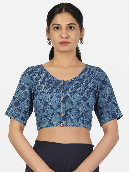 Half Sleeves Indigo Blouse