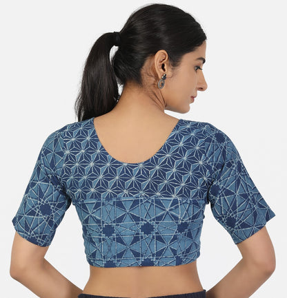 Half Sleeves Indigo Blouse