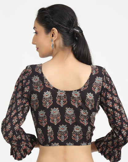 Black Cotton Saree Blouse