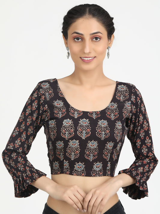 Black Cotton Saree Blouse