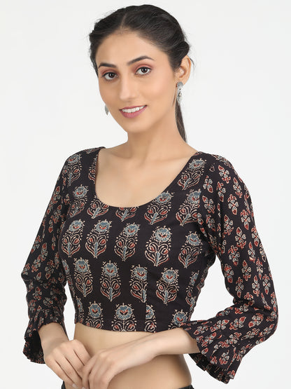 Black Cotton Saree Blouse