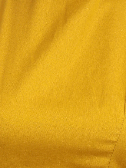 Women Solid Mustard Cotton Ready To Wear Non Padded Saree Blouse