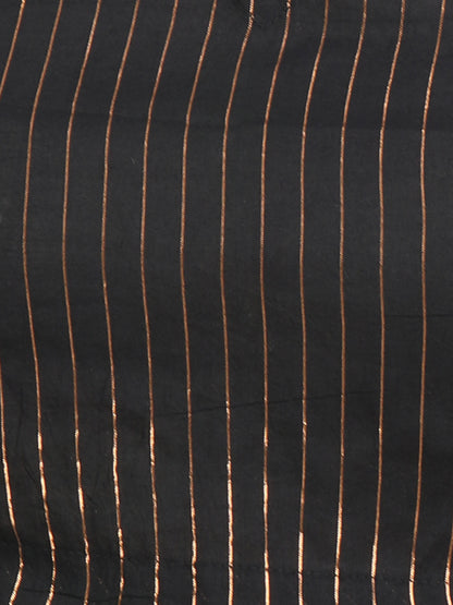 Black & Gold-toned Woven Saree Blouse