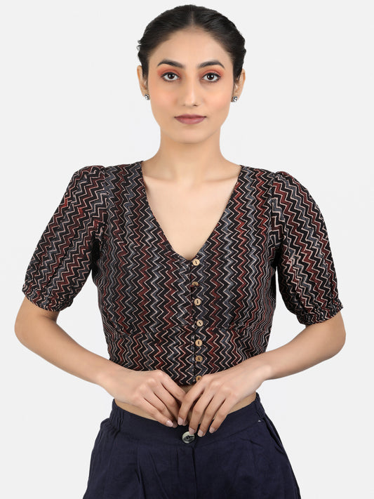 Black Cotton Saree Blouse