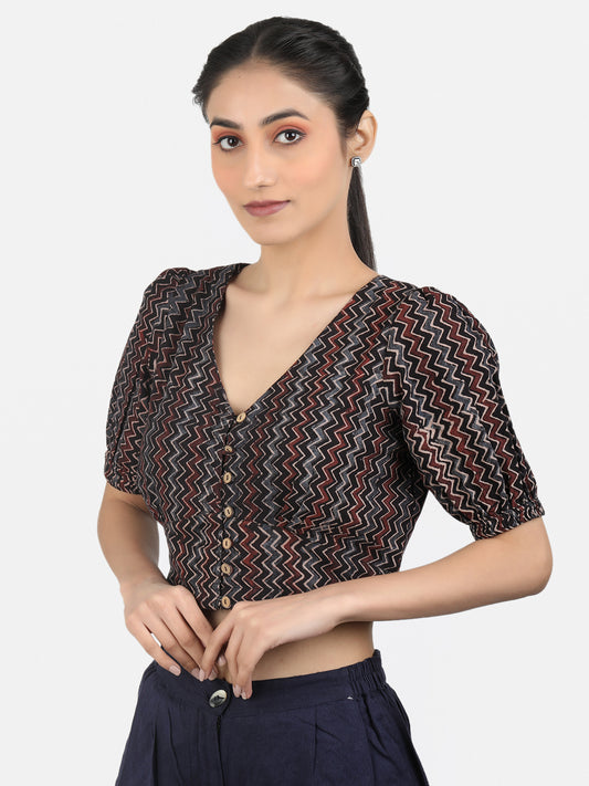 Black Cotton Saree Blouse