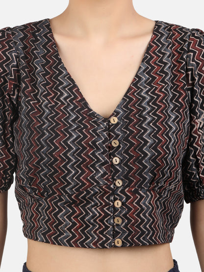 Black Cotton Saree Blouse