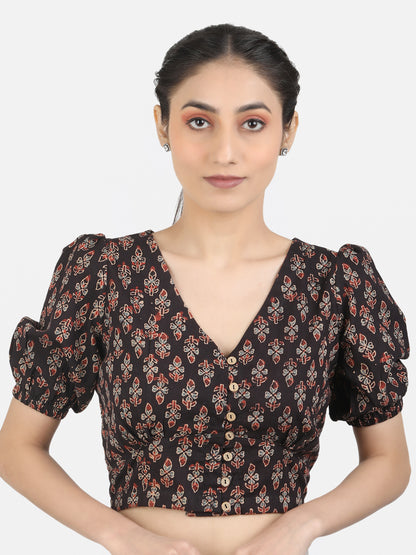 Black Cotton Saree Blouse
