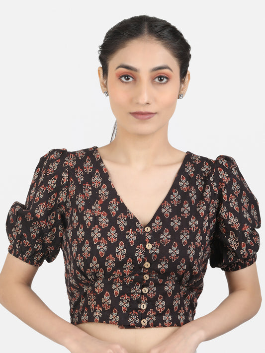 Black Cotton Saree Blouse