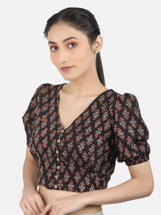 Black Cotton Saree Blouse