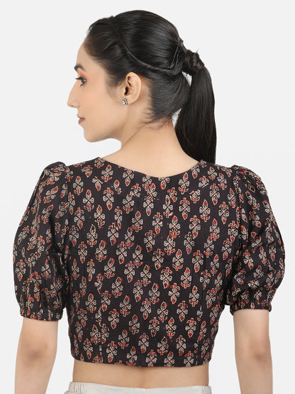Black Cotton Saree Blouse