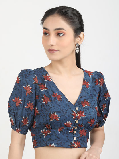 Printed Cotton Saree Blouse