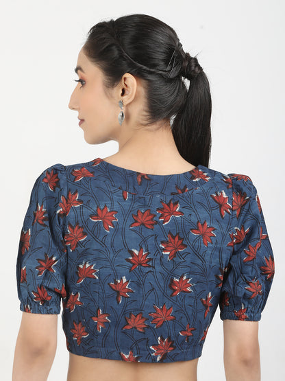 Printed Cotton Saree Blouse