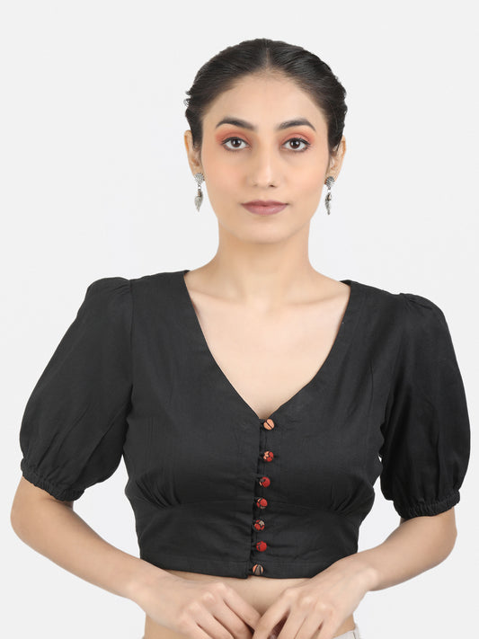 Black Cotton Saree Blouse