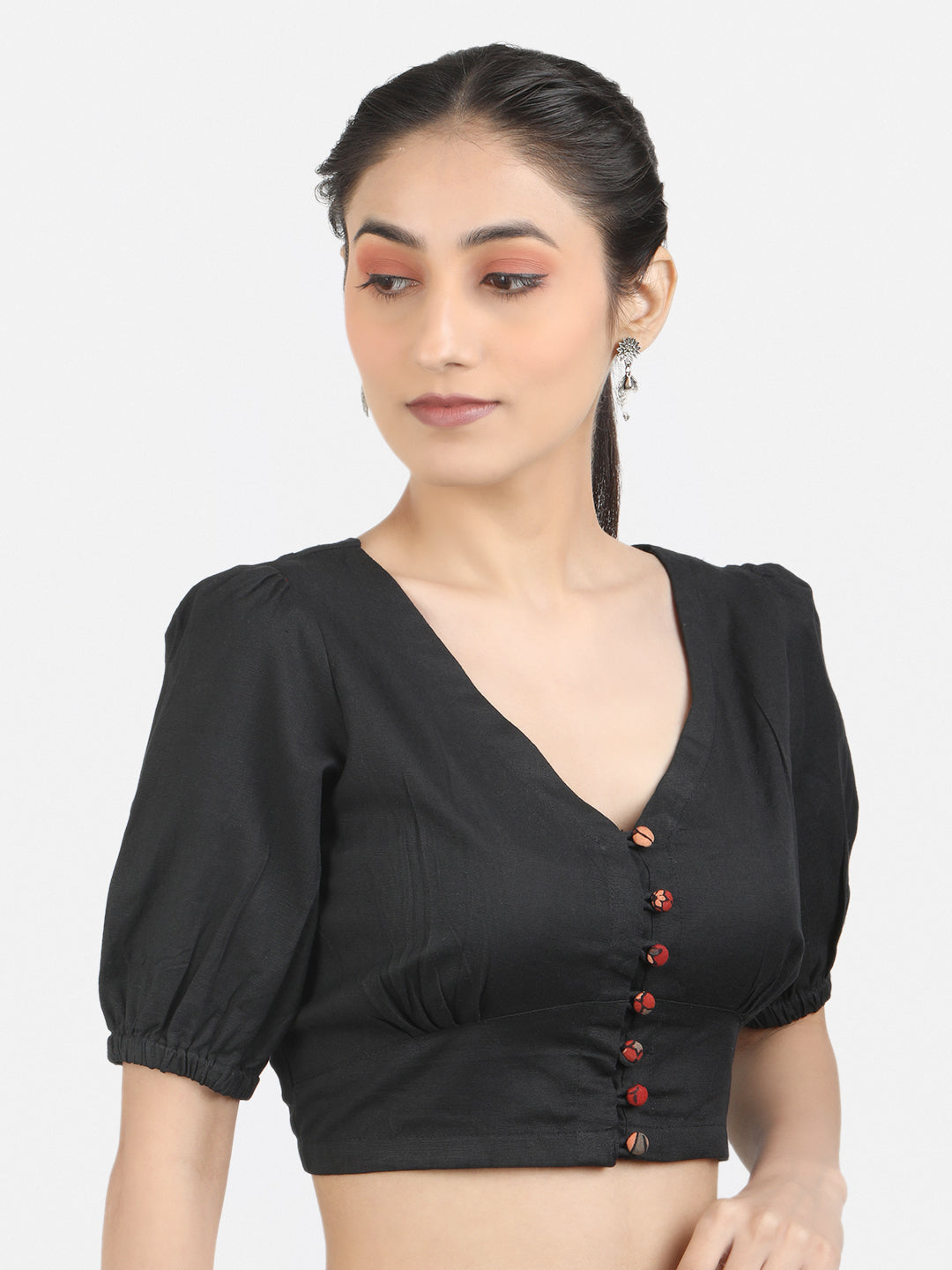 Black Cotton Saree Blouse