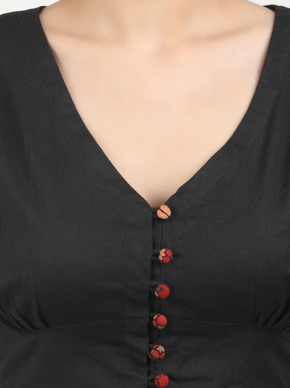 Black Cotton Saree Blouse