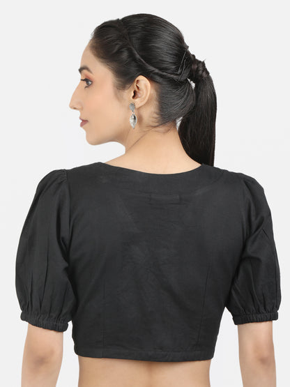 Black Cotton Saree Blouse