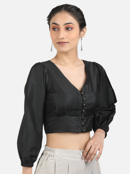 Black Art Silk Saree Blouse