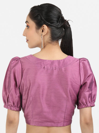 Women Solid Purple Art Silk Ready To Wear Non Padded Saree Blouse