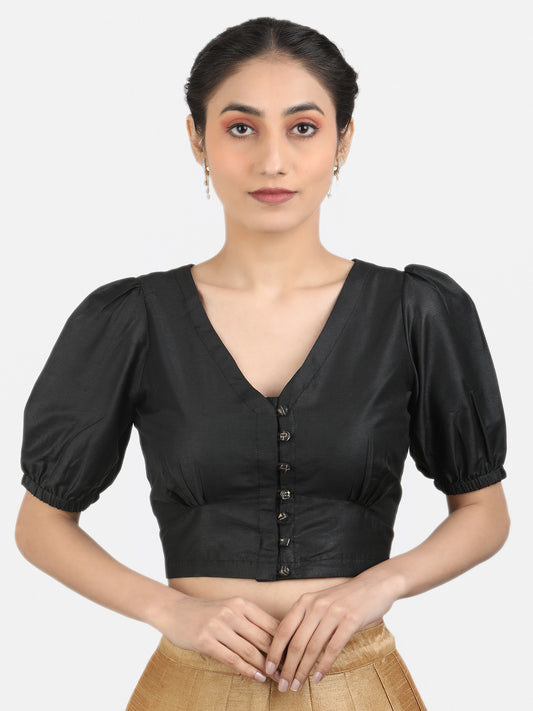 V-Neck Non Padded Art Silk Saree Blouse