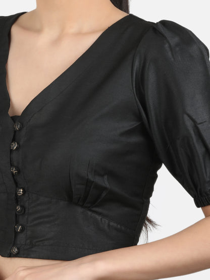 V-Neck Non Padded Art Silk Saree Blouse