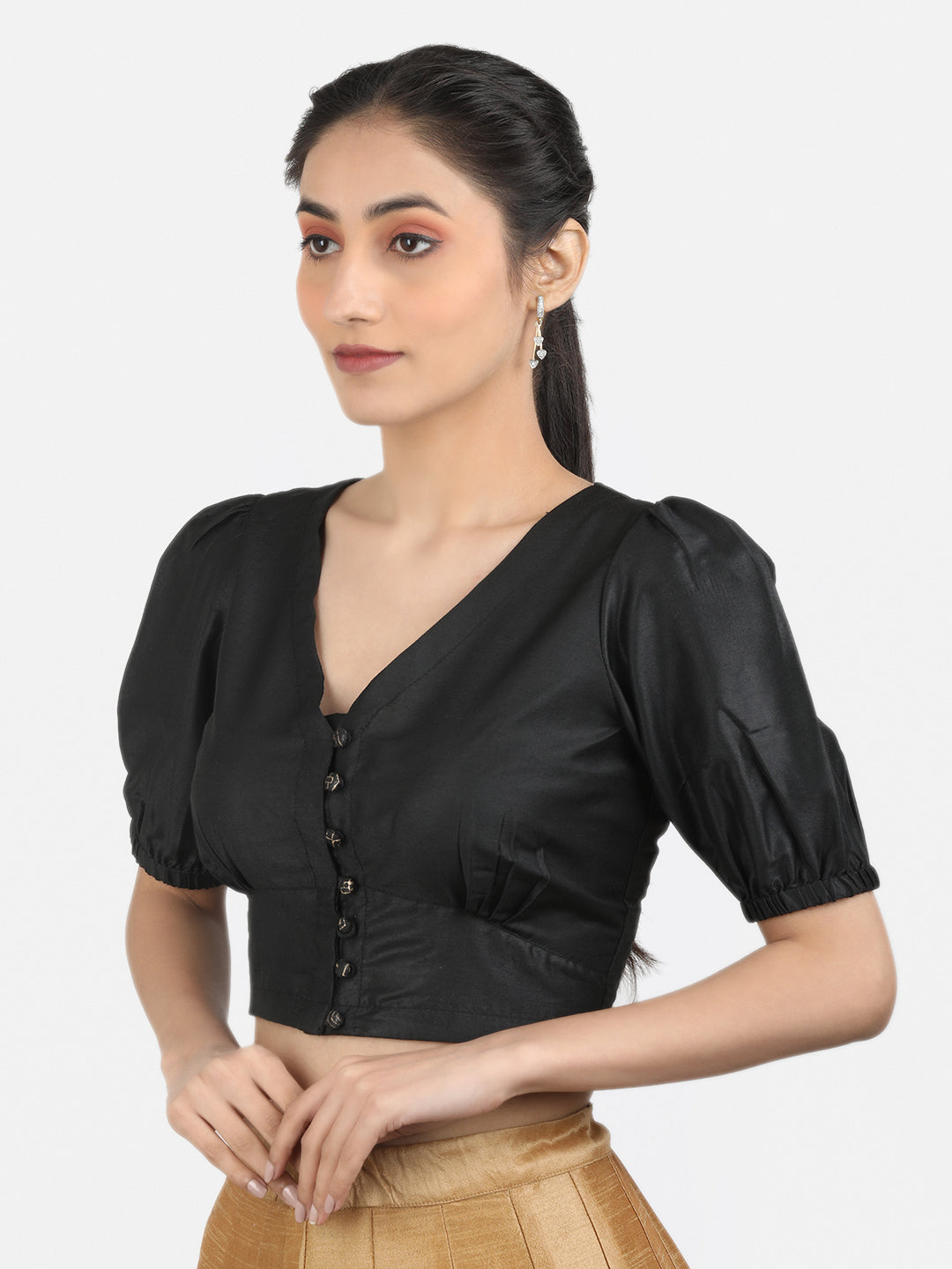 V-Neck Non Padded Art Silk Saree Blouse